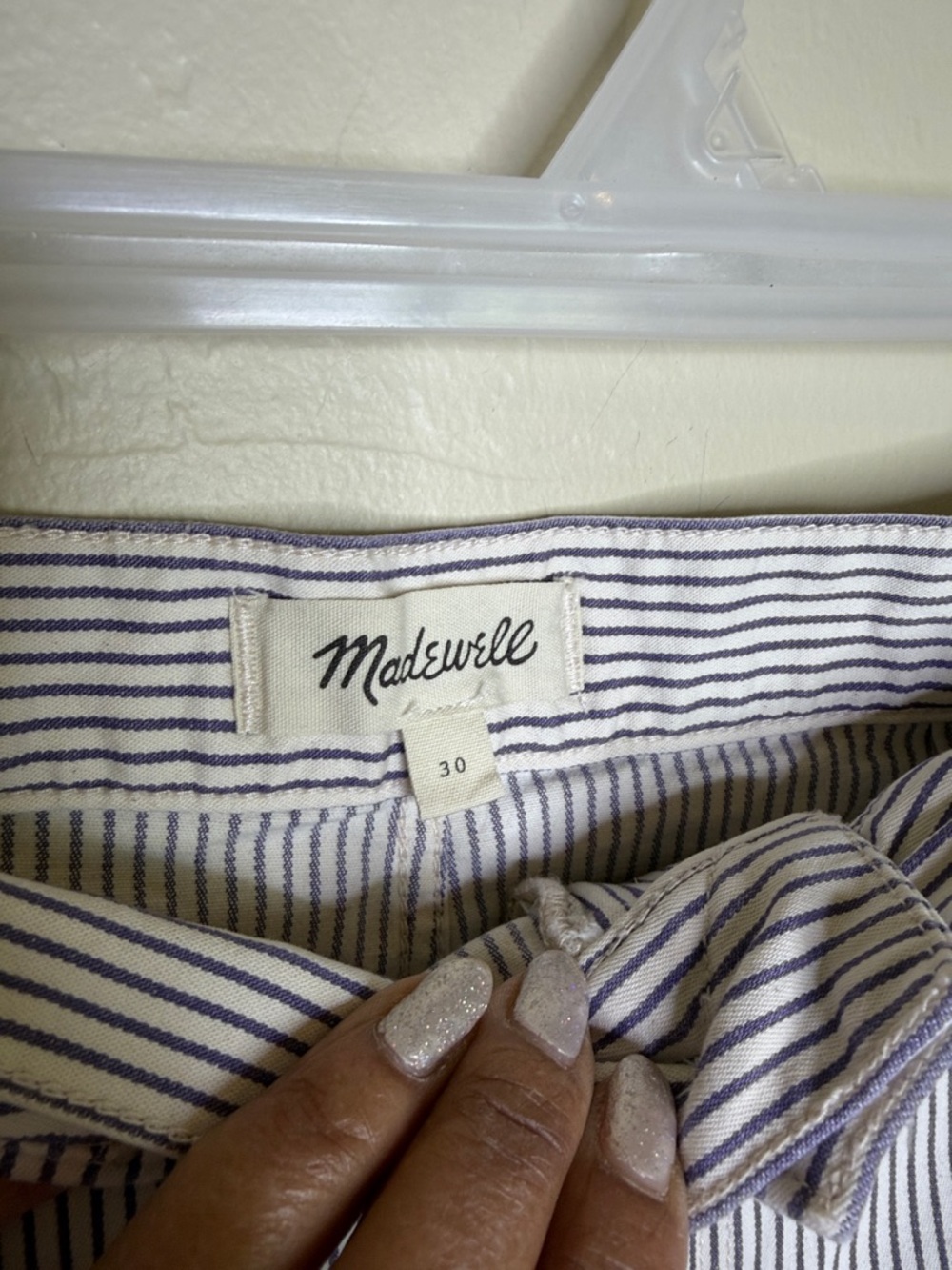 Madewell The Emmett High Waist Striped Women's Shorts - Navy/White - Picture 5 of 8